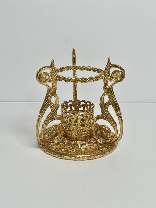 Ornate Brass Candle Holder Double Sphere Holder | Metal Crystal Ball Stand | Decorative Dual Orb Display Base Collectors Home Decor Accent