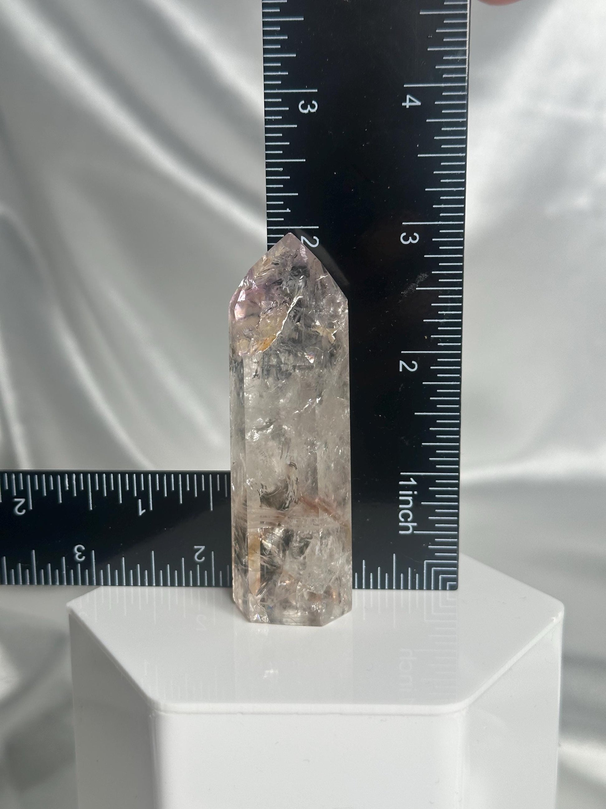 Powellite Tower UV Reactive | Natural Powellite Crystal Point | Fluorescent Mineral Specimen for Collectors Display Decor Accent