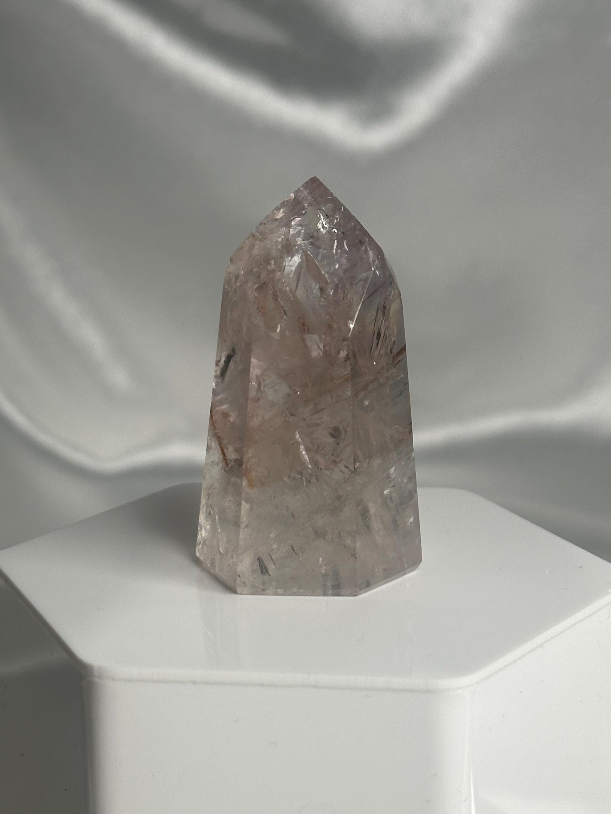 Powellite Tower UV Reactive | Natural Powellite Crystal Point | Fluorescent Mineral Specimen for Collectors Display Decor Accent
