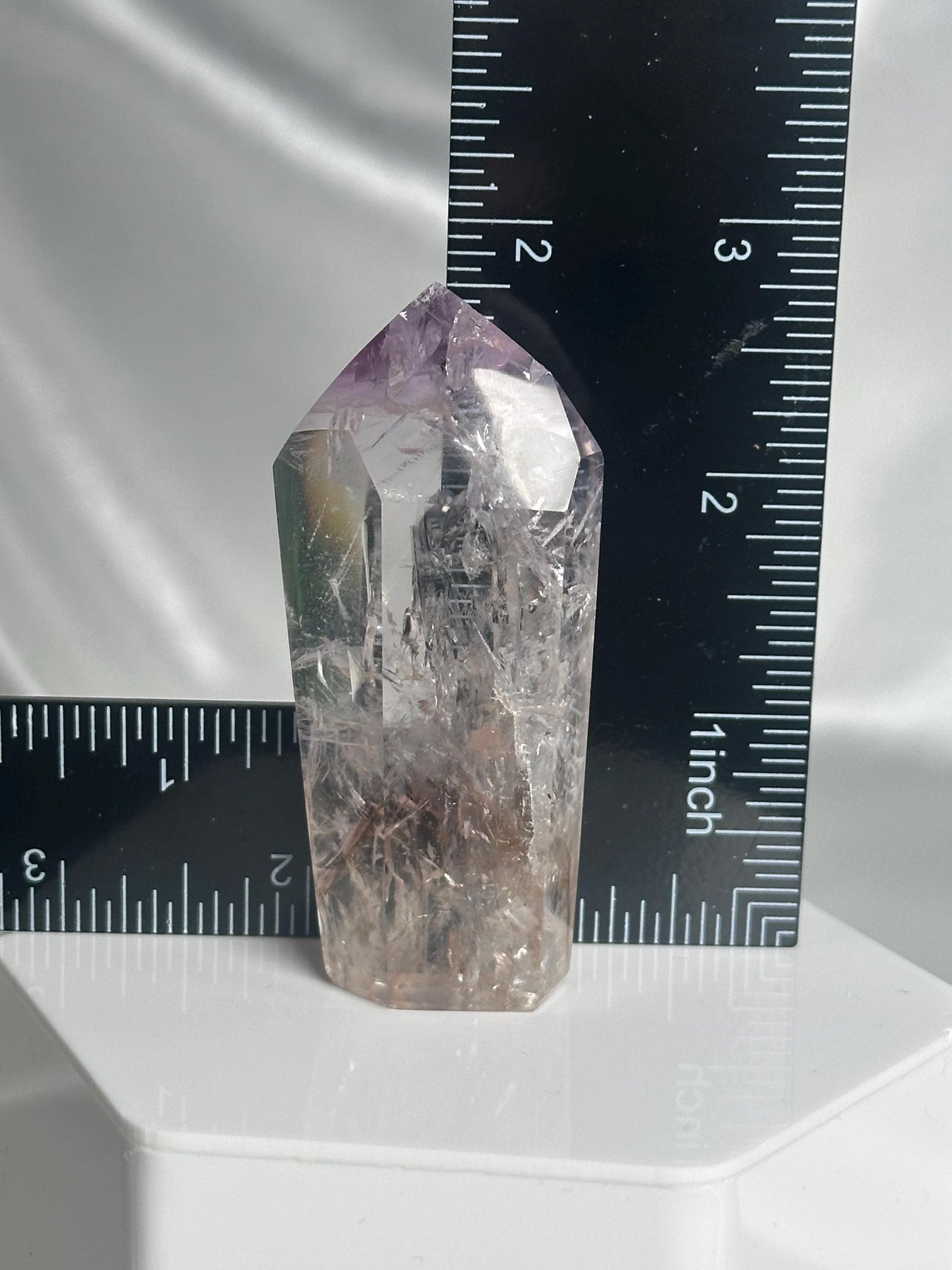 Powellite Tower UV Reactive | Natural Powellite Crystal Point | Fluorescent Mineral Specimen for Collectors Display Decor Accent