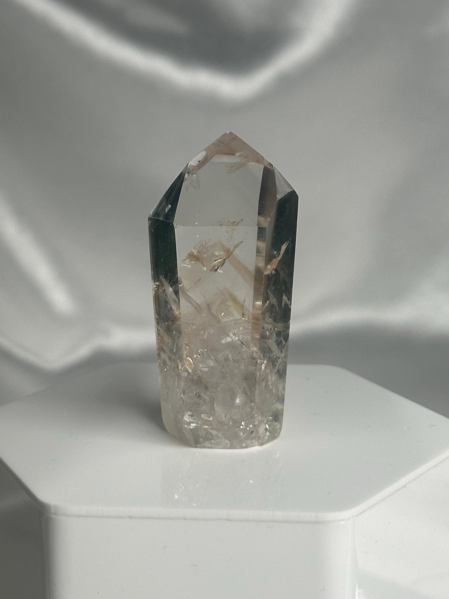 Powellite Tower UV Reactive | Natural Powellite Crystal Point | Fluorescent Mineral Specimen for Collectors Display Decor Accent