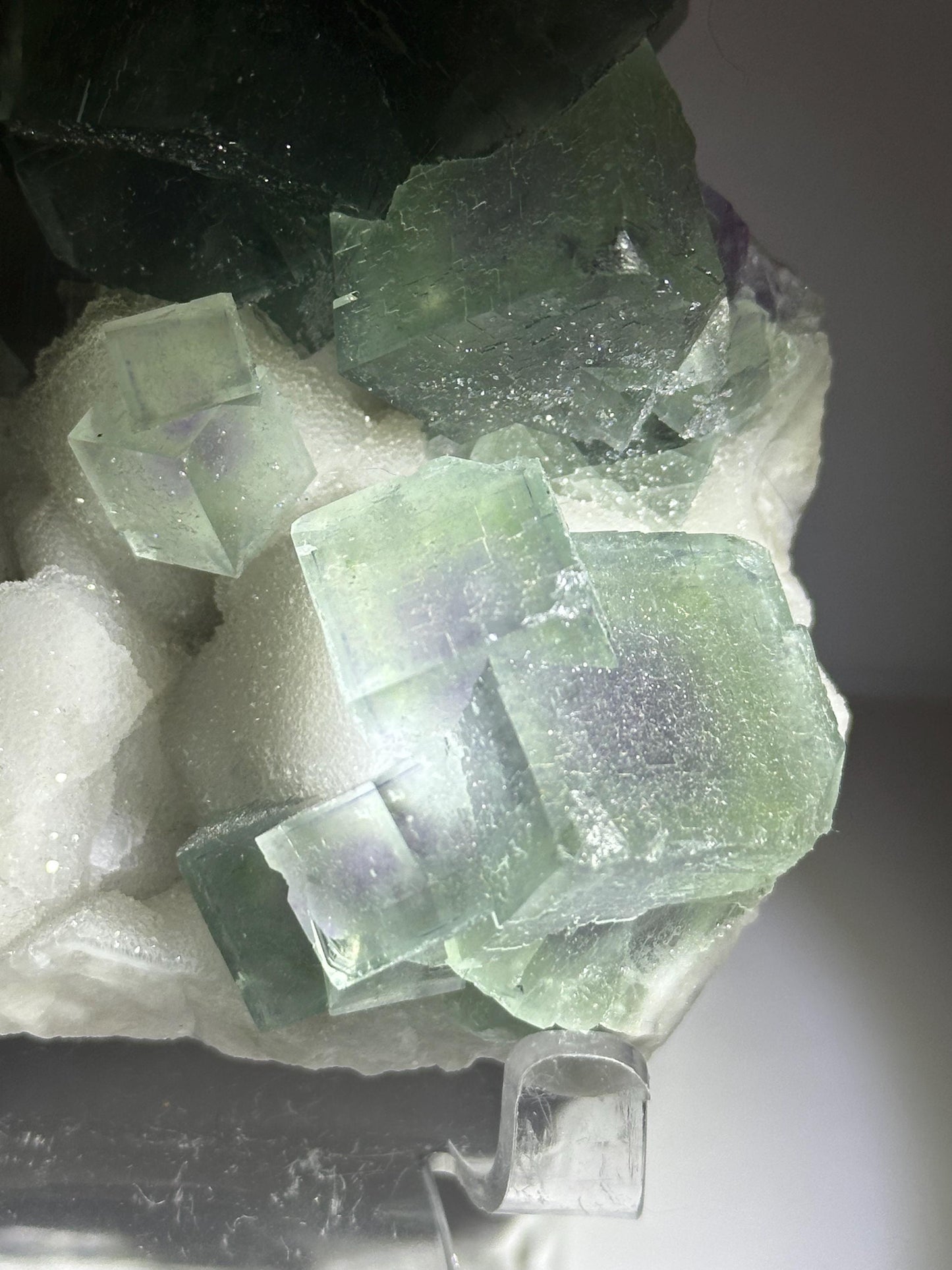 Lusterous Teal Fluorite on Quartz Base | Crystal for Calm, Clarity | Unique Collector’s Mineral | Elegant Natural Stone Display