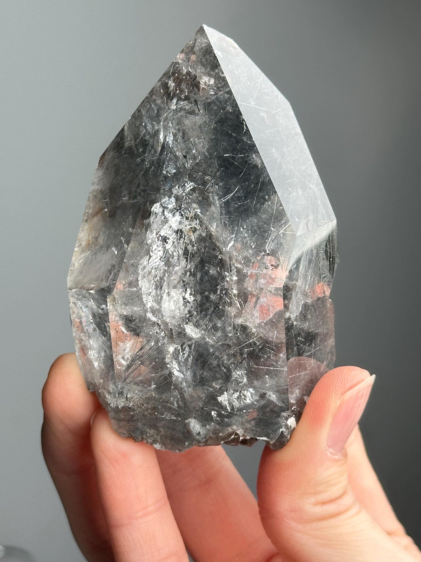 Blue Tara Indicolite Rutile in Quartz Freeform with Stand | Natural Blue Rutile Included Quartz Sculpture | Mineral Specimen Display