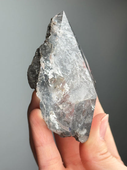 Blue Tara Indicolite Rutile in Quartz Freeform with Stand | Natural Blue Rutile Included Quartz Sculpture | Mineral Specimen Display