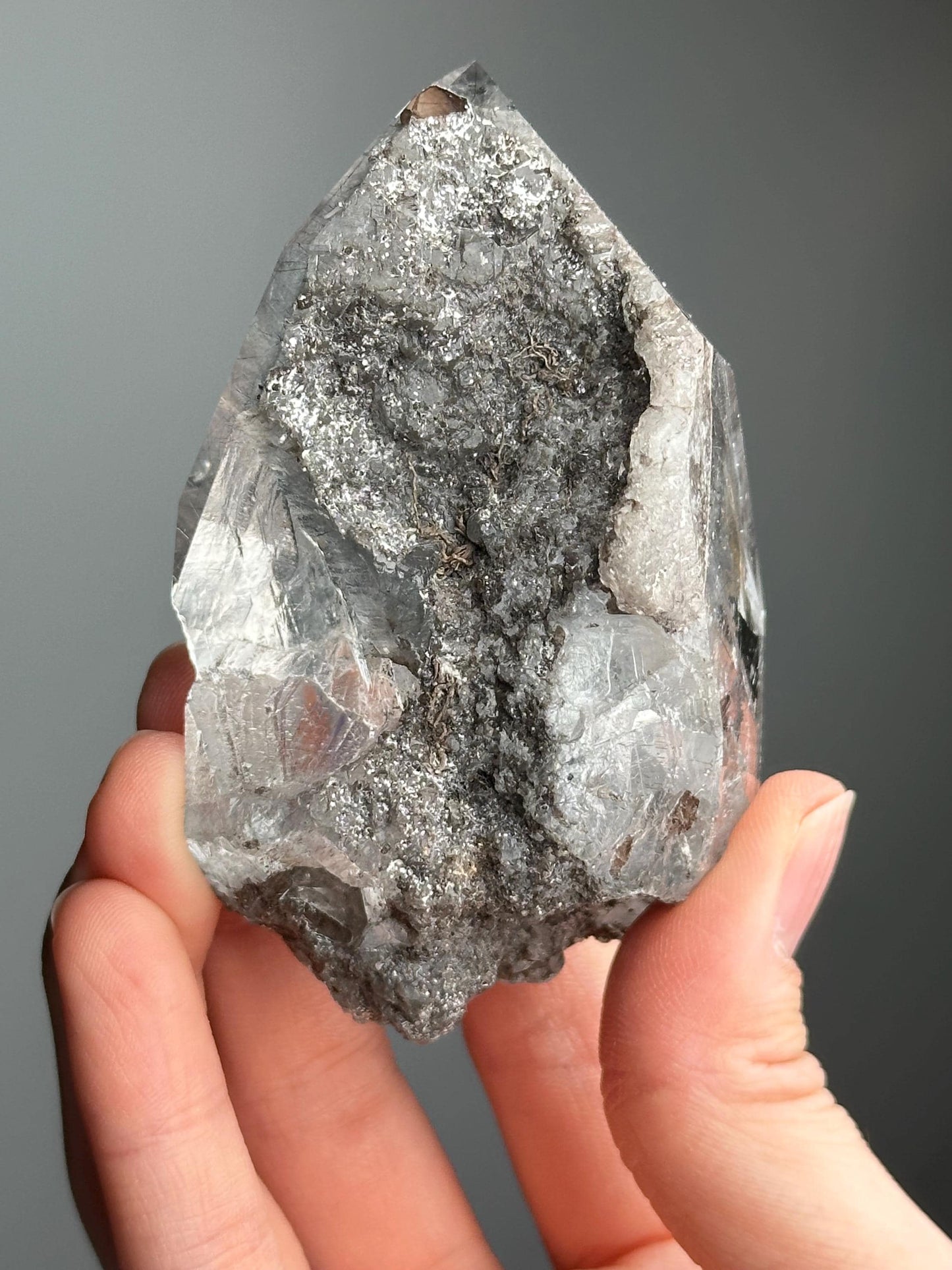 Blue Tara Indicolite Rutile in Quartz Freeform with Stand | Natural Blue Rutile Included Quartz Sculpture | Mineral Specimen Display