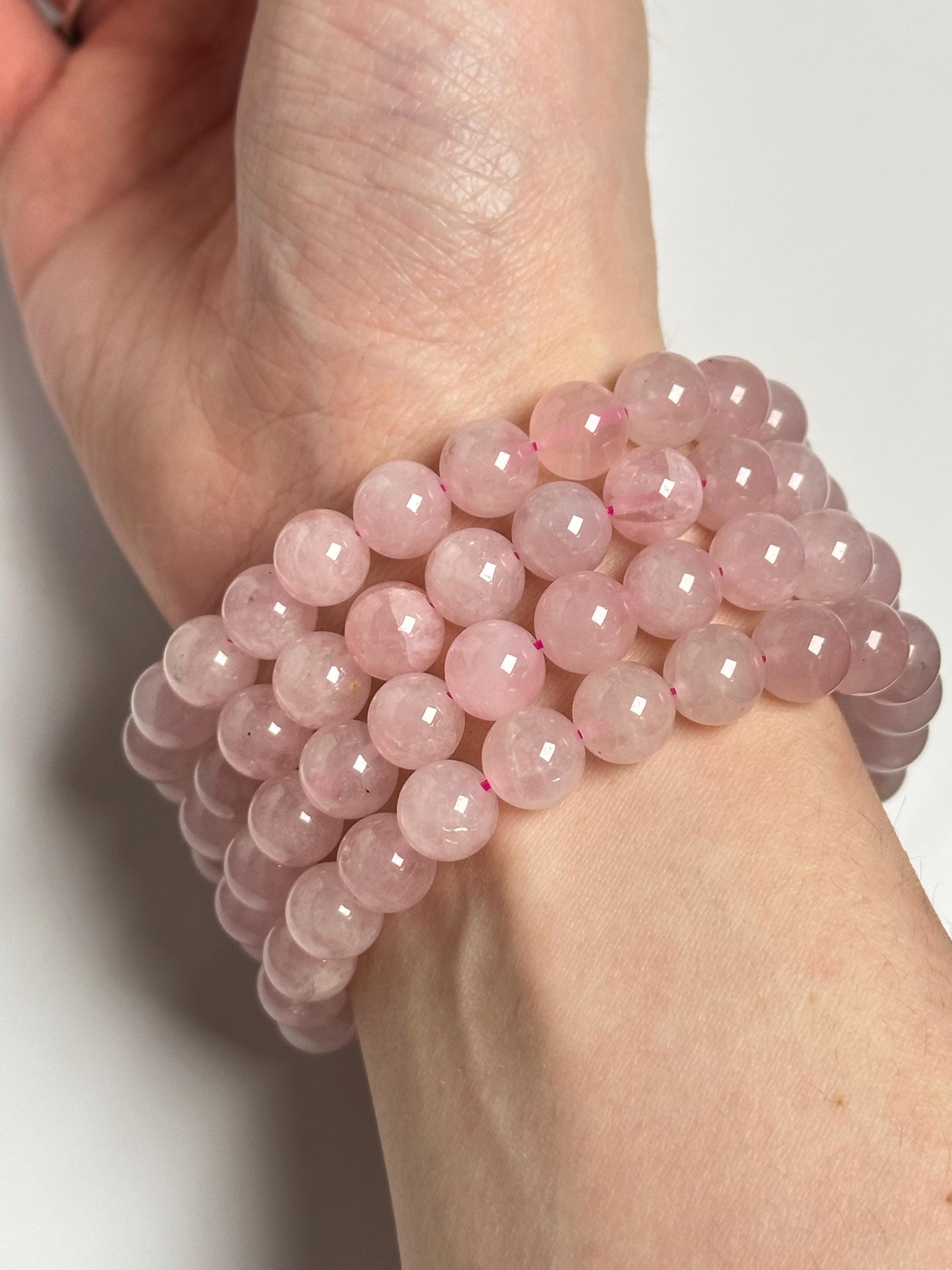 Rose Quartz Bracelet | Natural Pink Quartz Beaded Jewelry | Polished Gemstone Bracelet for Collectors Fashion Wear Romantic Gift Accent
