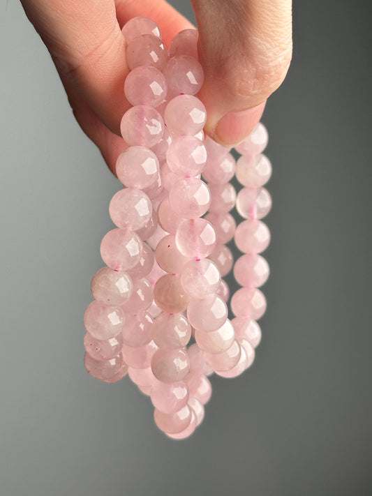 Rose Quartz Bracelet | Natural Pink Quartz Beaded Jewelry | Polished Gemstone Bracelet for Collectors Fashion Wear Romantic Gift Accent