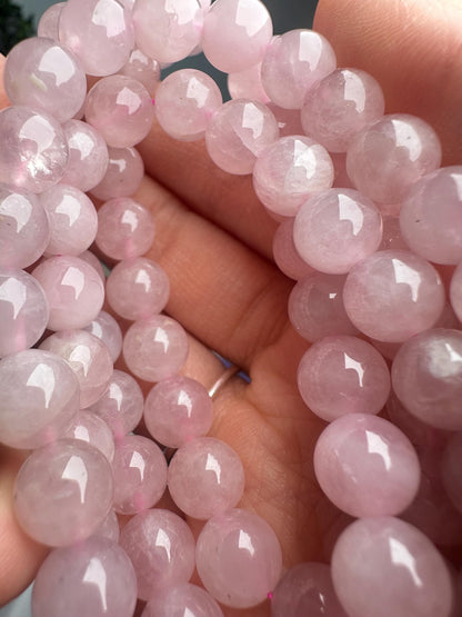 Rose Quartz Bracelet | Natural Pink Quartz Beaded Jewelry | Polished Gemstone Bracelet for Collectors Fashion Wear Romantic Gift Accent