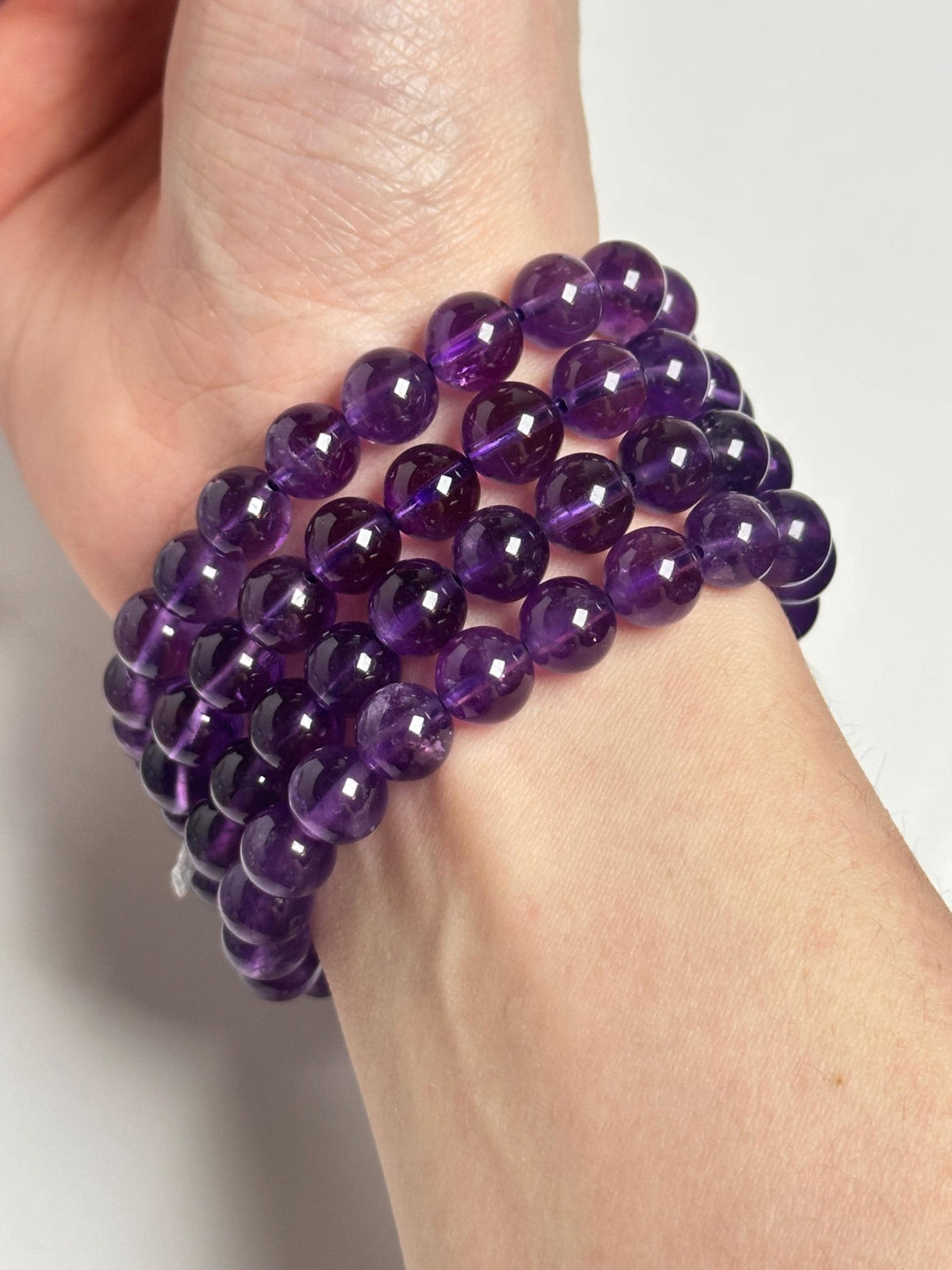 Amethyst Bracelet | Natural Purple Quartz Beaded Jewelry | Polished Gemstone Bracelet for Collectors Fashion Wear Spiritual Gift Accent