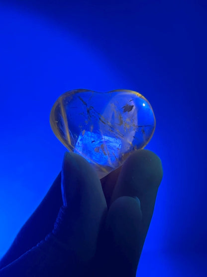 Powellite Heart UV Reactive - YOU PICK | Natural Fluorescent Crystal Carving | Polished Mineral Specimen for Collectors Display Decor Accent