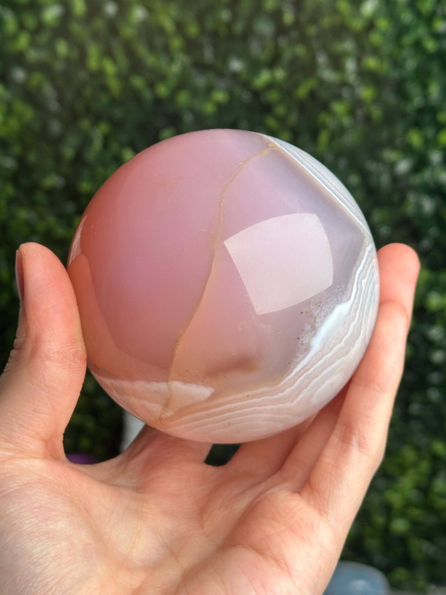 Pink Jelly Agate Sphere | Translucent Crystal Ball | Calming Energy Stone | Decorative Gemstone Orb for Home or Office