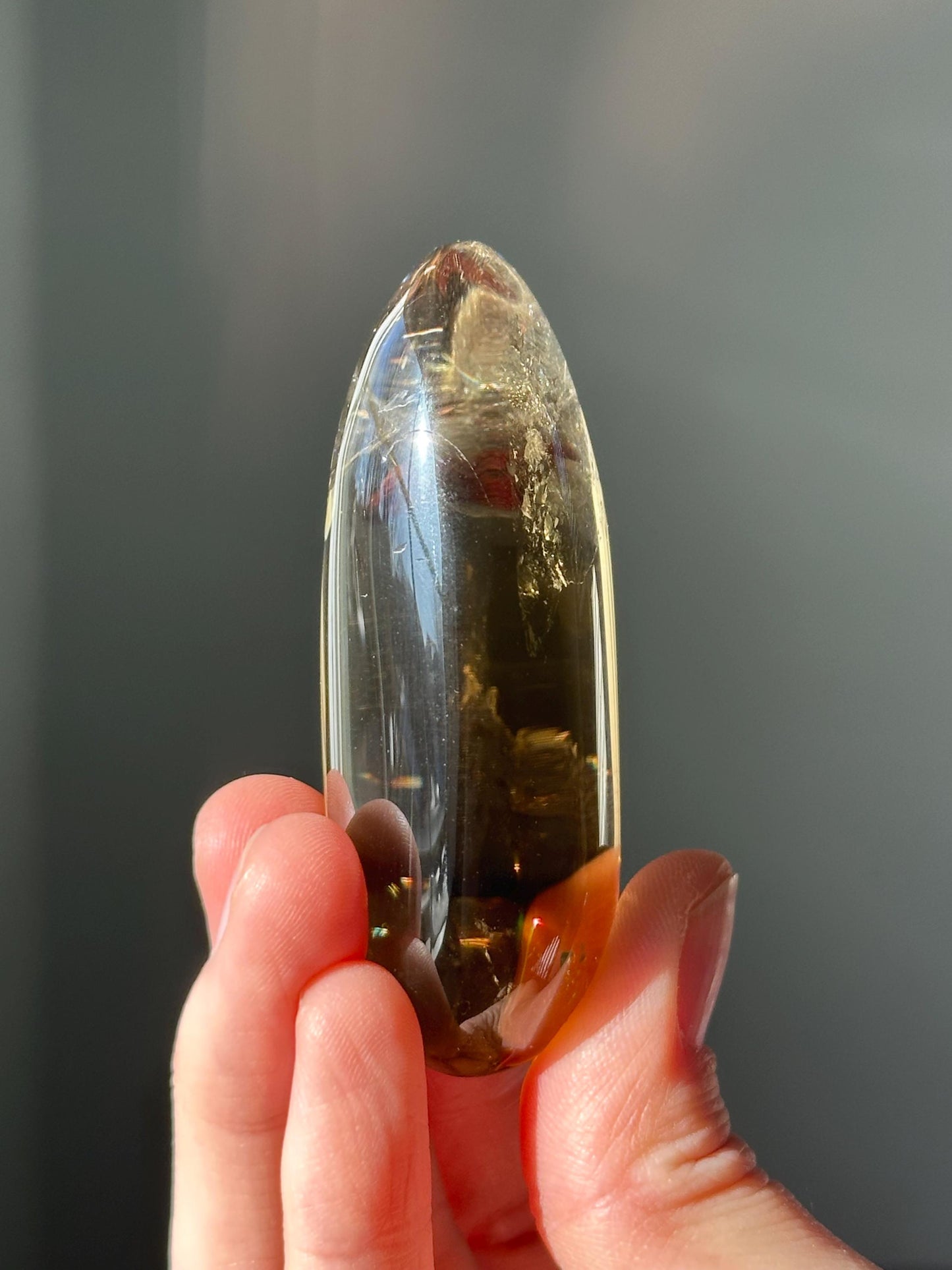 Citrine Palmstone | Natural Smoky Citrine Quartz Hand Stone | Polished Mineral Specimen Collectors Display Decor Accent