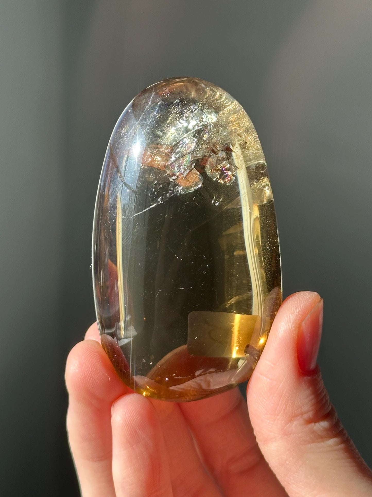 Citrine Palmstone | Natural Smoky Citrine Quartz Hand Stone | Polished Mineral Specimen Collectors Display Decor Accent