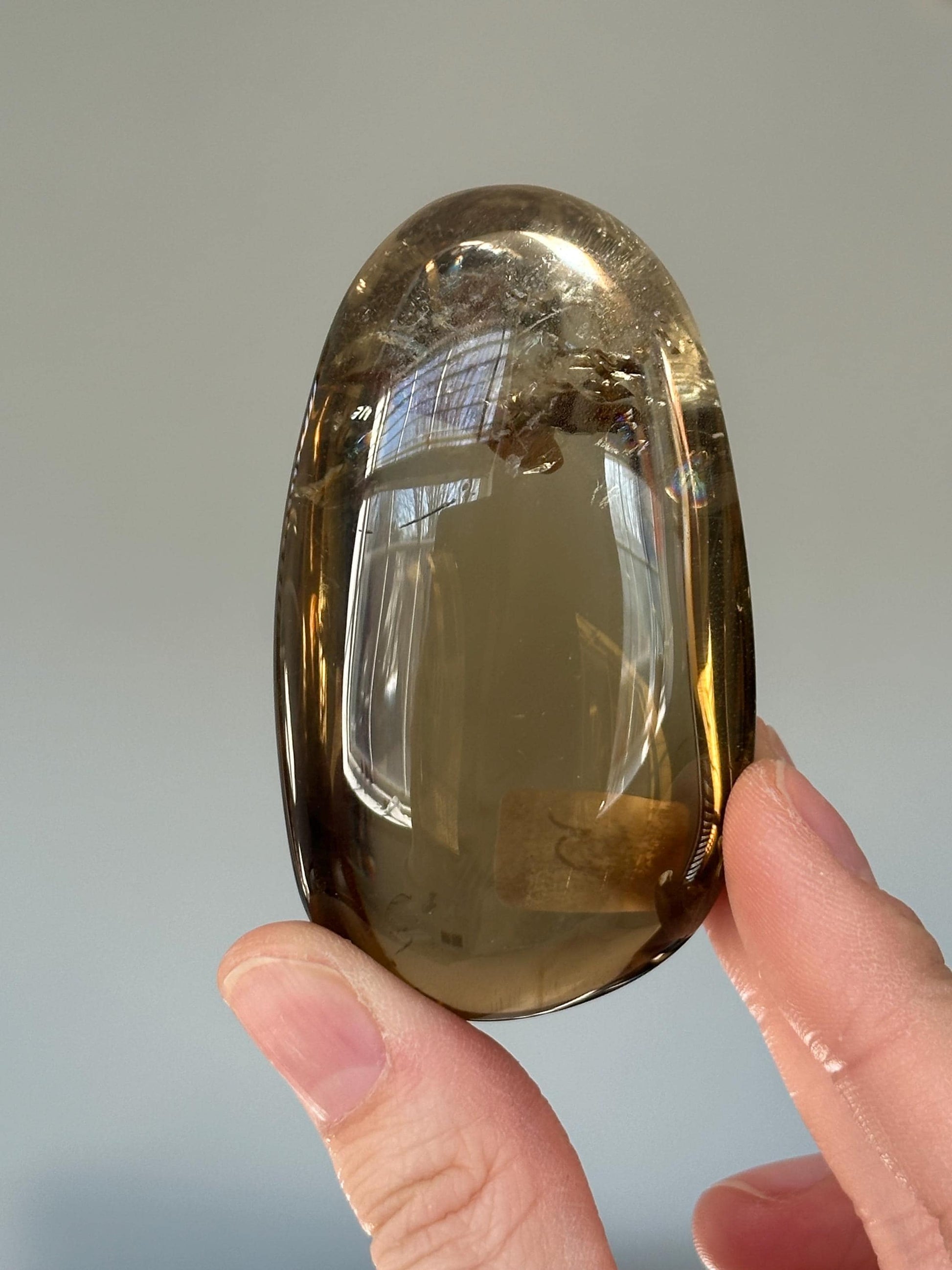 Citrine Palmstone | Natural Smoky Citrine Quartz Hand Stone | Polished Mineral Specimen Collectors Display Decor Accent