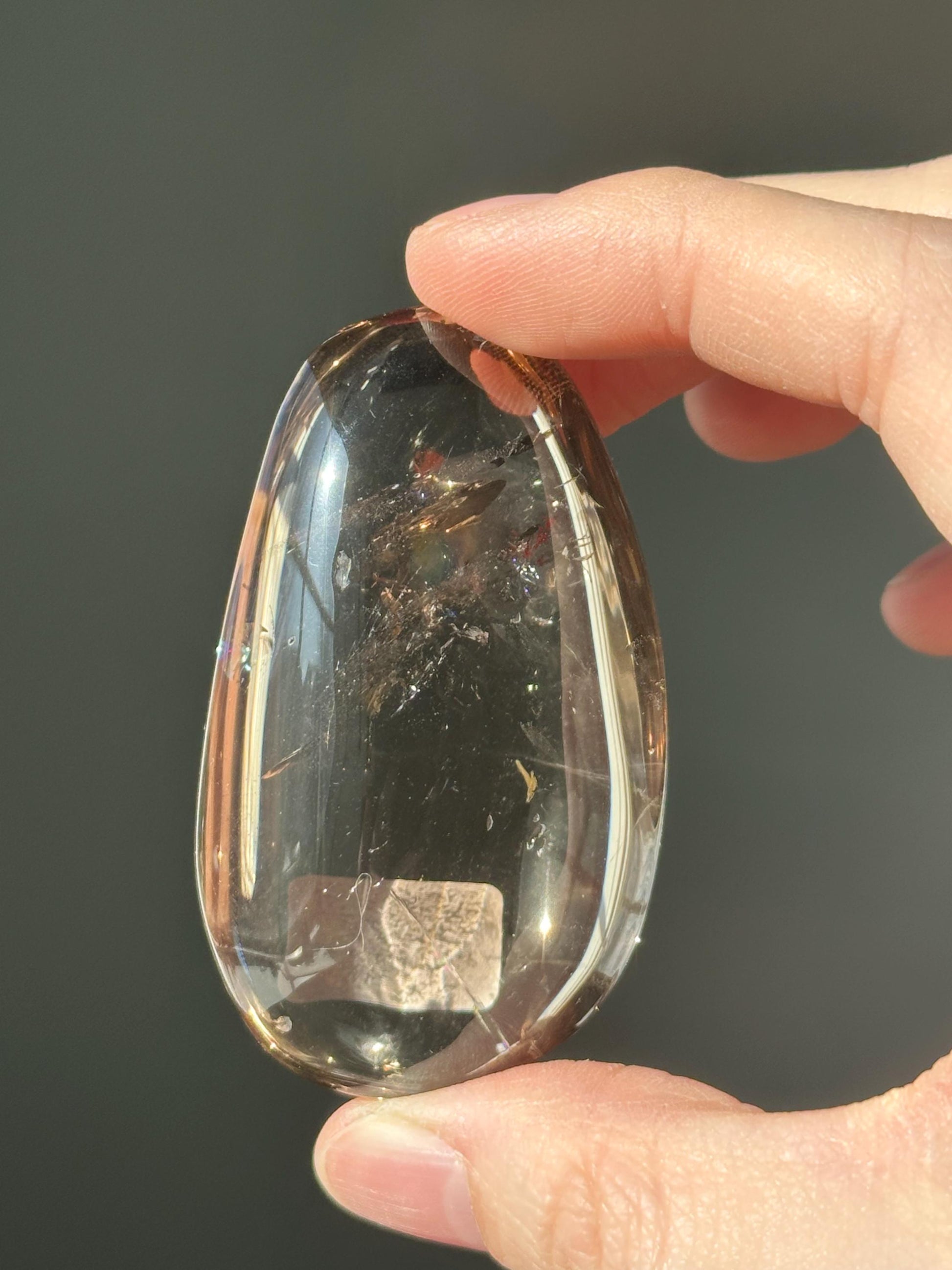 Smoky Quartz Palmstone | Natural Smoky Quartz Crystal Hand Stone | Polished Mineral Specimen for Collectors Display Decor Accent
