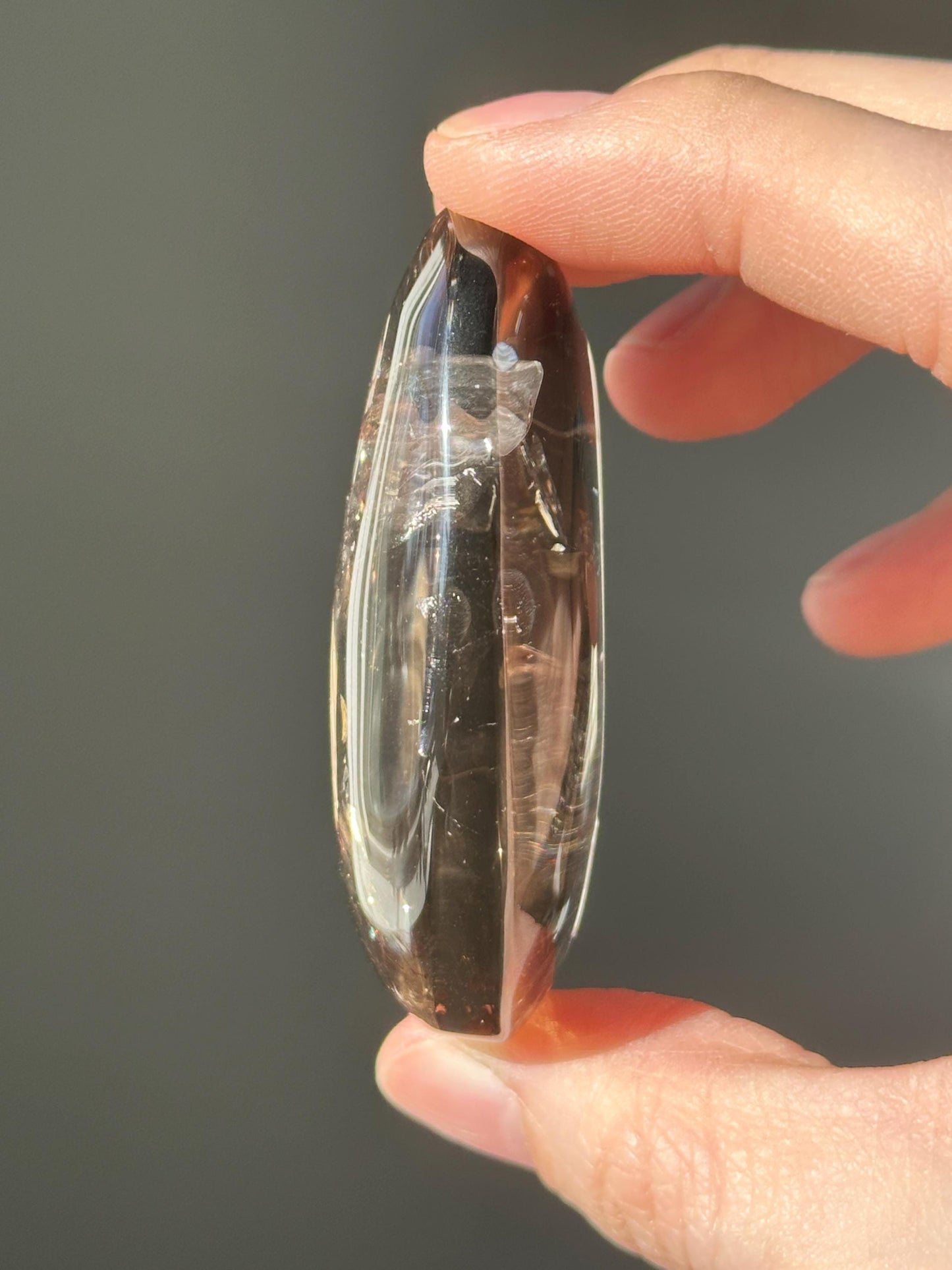 Smoky Quartz Palmstone | Natural Smoky Quartz Crystal Hand Stone | Polished Mineral Specimen for Collectors Display Decor Accent