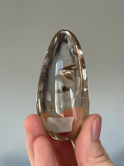 Smoky Citrine Palmstone | Natural Smoky Citrine Quartz Hand Stone | Polished Mineral Specimen Collectors Display Decor Accent