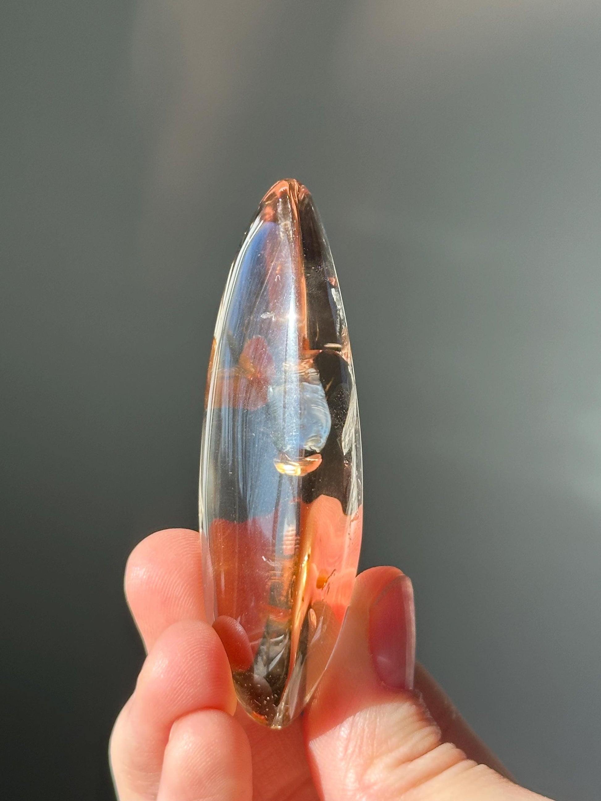 Smoky Citrine Palmstone | Natural Smoky Citrine Quartz Hand Stone | Polished Mineral Specimen Collectors Display Decor Accent