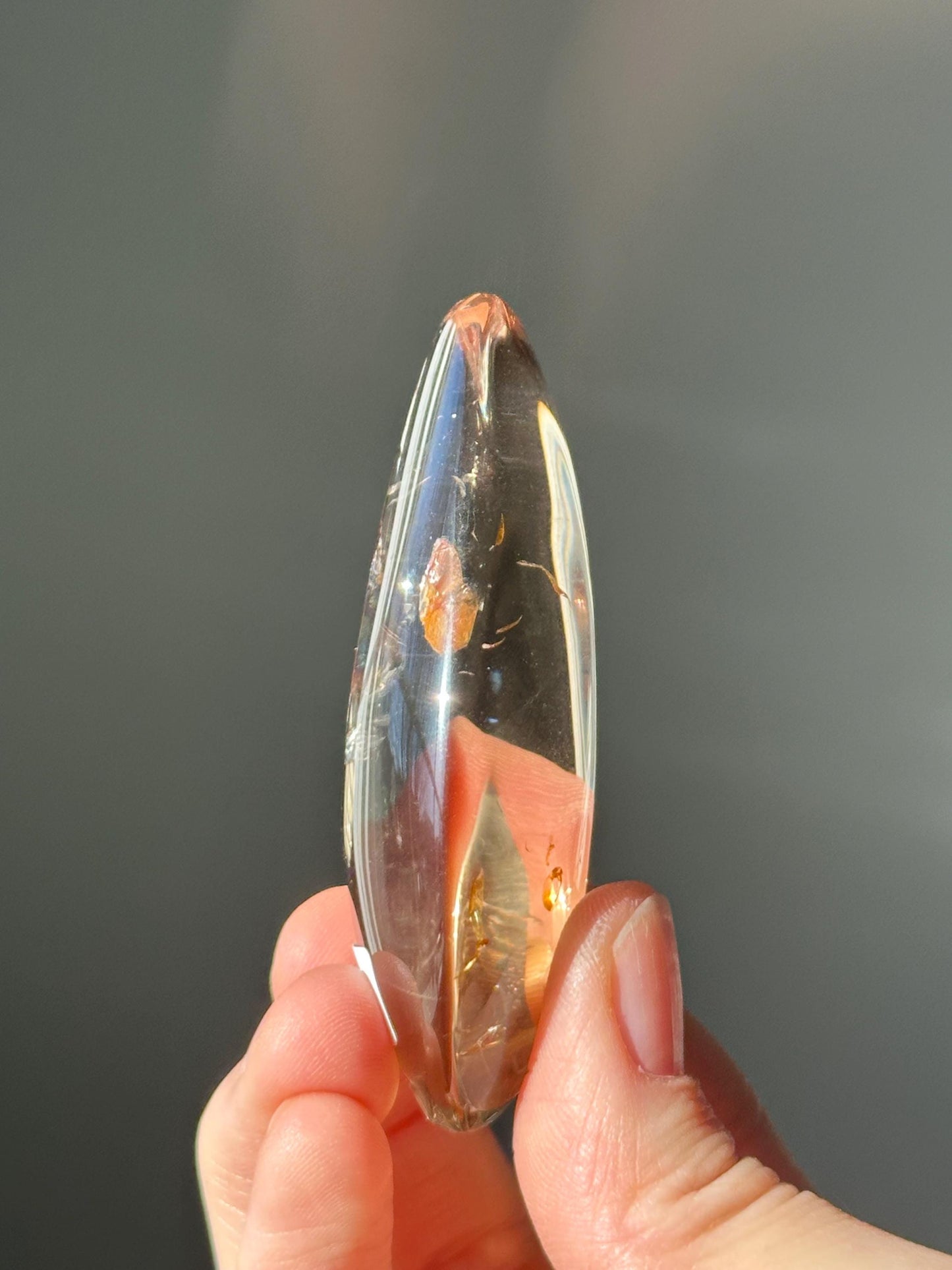 Smoky Citrine Palmstone | Natural Smoky Citrine Quartz Hand Stone | Polished Mineral Specimen Collectors Display Decor Accent