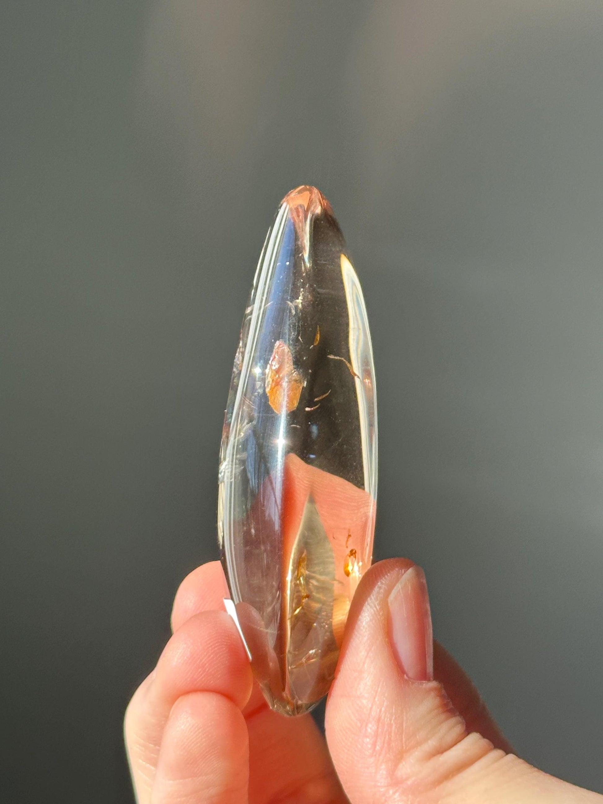 Smoky Citrine Palmstone | Natural Smoky Citrine Quartz Hand Stone | Polished Mineral Specimen Collectors Display Decor Accent