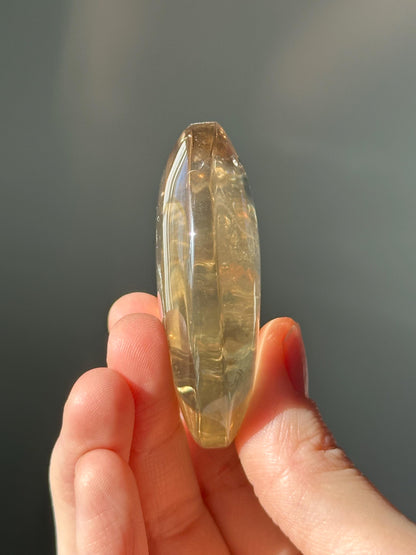 Citrine Palmstone | Natural Smoky Citrine Quartz Hand Stone | Polished Mineral Specimen Collectors Display Decor Accent