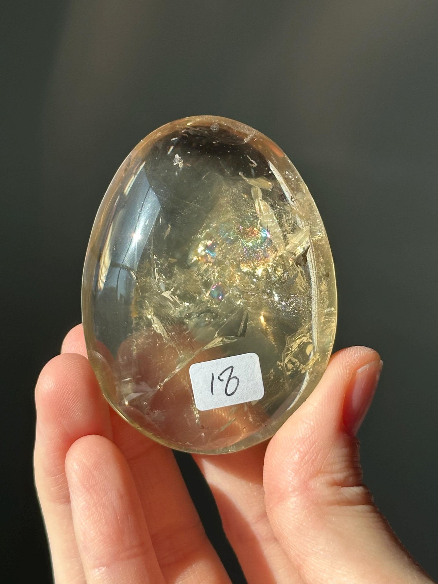 Citrine Palmstone | Natural Smoky Citrine Quartz Hand Stone | Polished Mineral Specimen Collectors Display Decor Accent