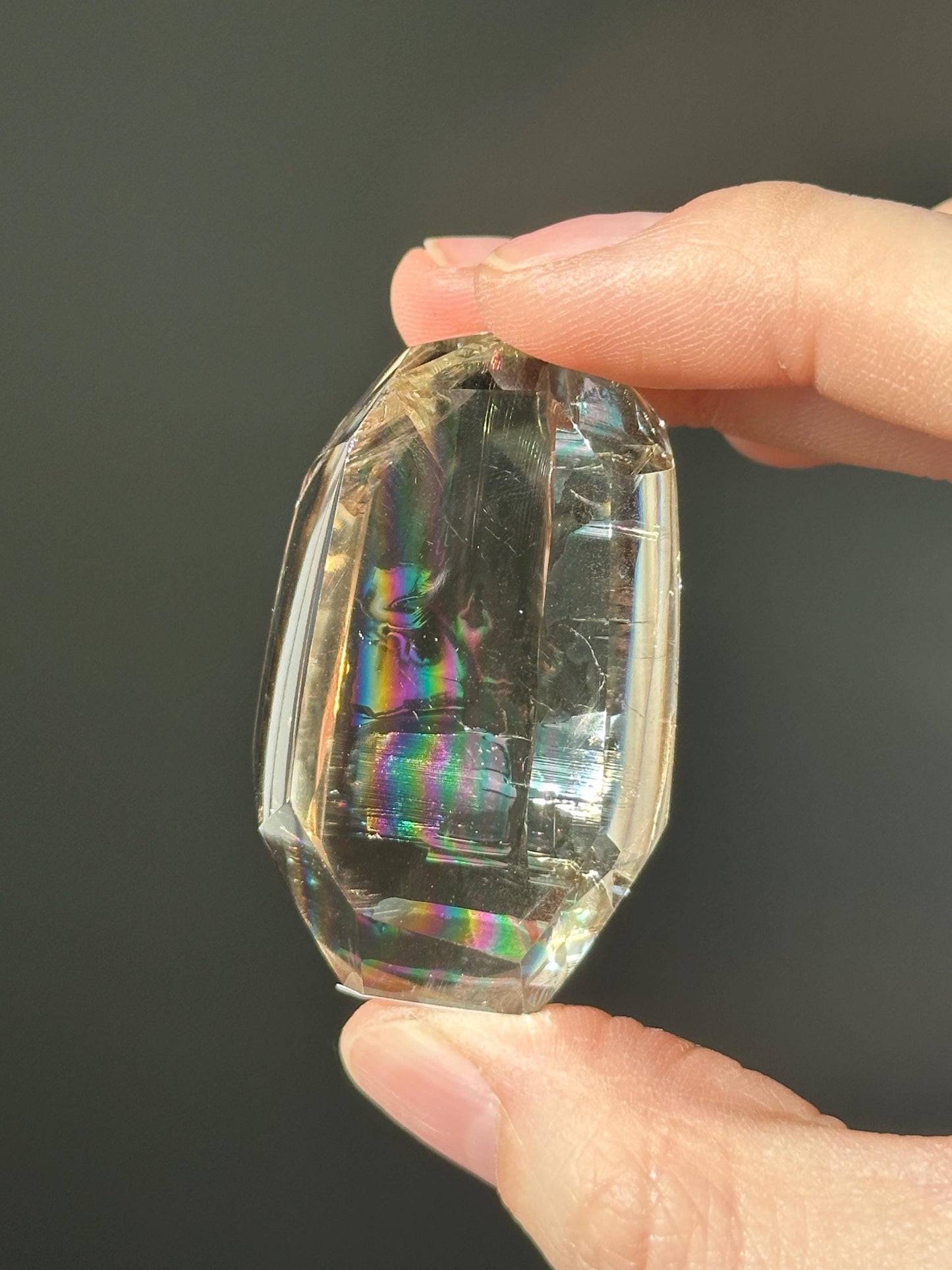 Heat Treated Citrine Rainbow Gem | Yellow Quartz Crystal Display Piece | Polished Mineral Specimen for Collectors Decor Accent