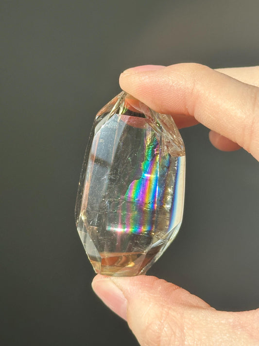 Heat Treated Citrine Rainbow Gem | Yellow Quartz Crystal Display Piece | Polished Mineral Specimen for Collectors Decor Accent