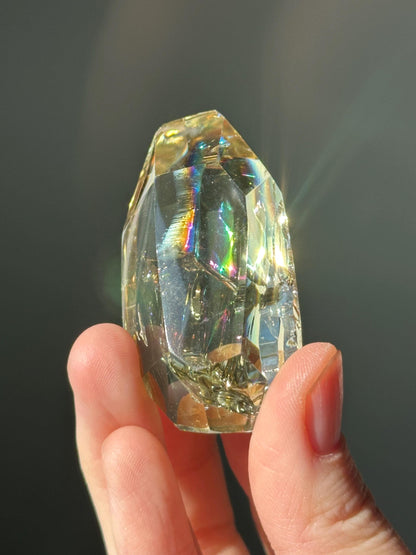 Heat Treated Citrine Rainbow Gem | Yellow Quartz Crystal Display Piece | Polished Mineral Specimen for Collectors Decor Accent