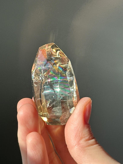 Heat Treated Citrine Rainbow Gem | Yellow Quartz Crystal Display Piece | Polished Mineral Specimen for Collectors Decor Accent