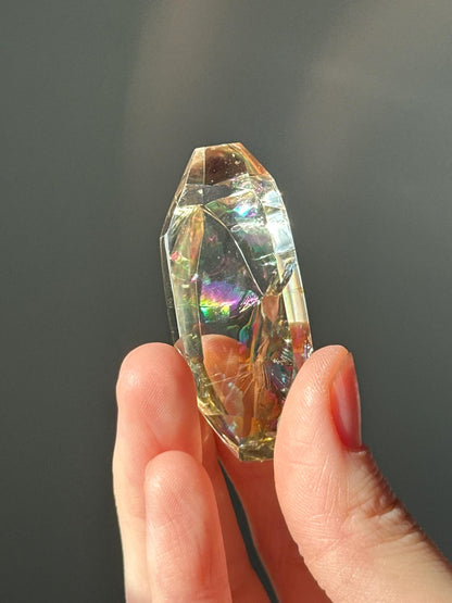 Heat Treated Citrine Rainbow Gem | Yellow Quartz Crystal Display Piece | Polished Mineral Specimen for Collectors Decor Accent