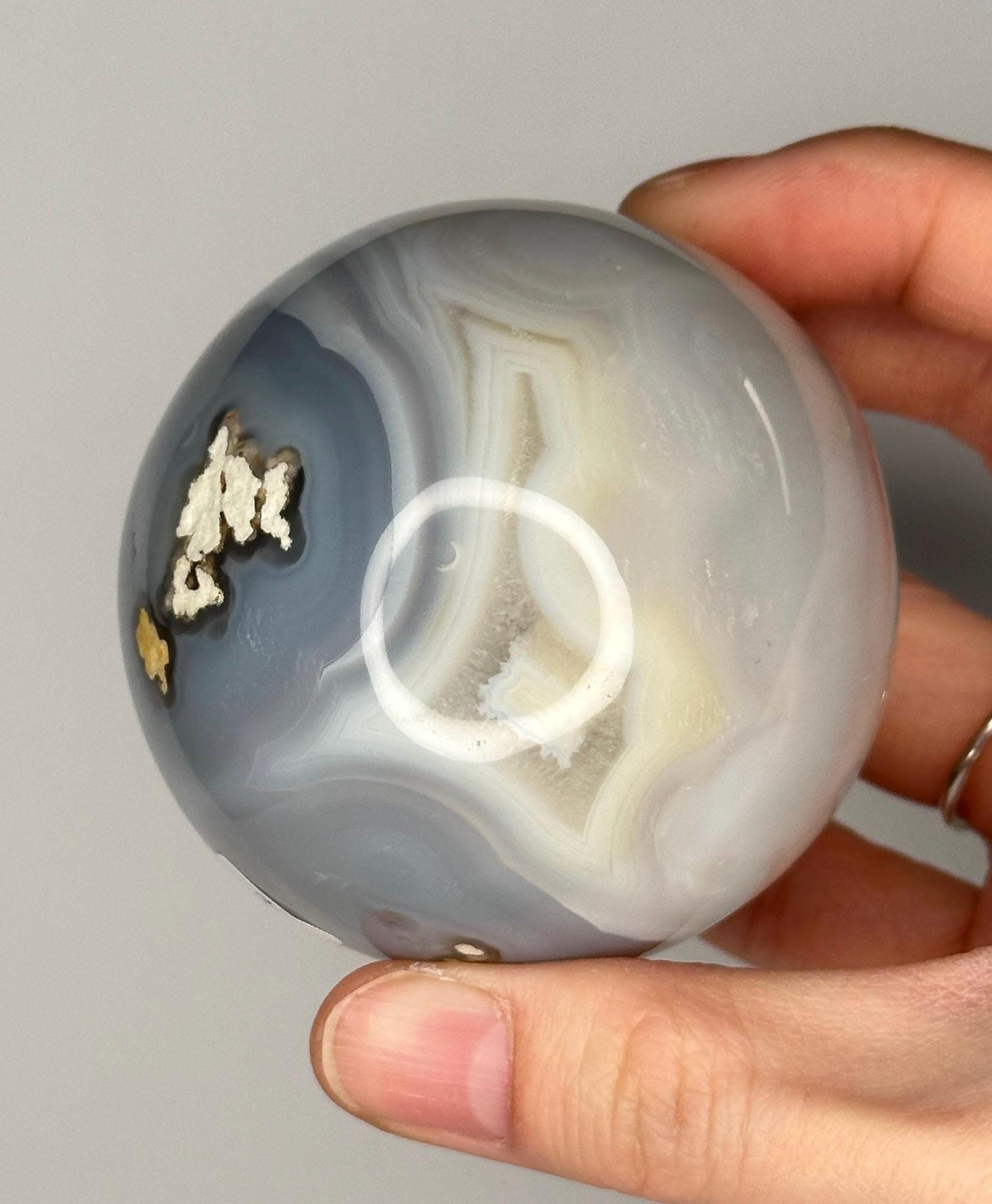 Orca Agate Sphere | Natural Banded Agate Crystal Ball | Polished Mineral Specimen for Collectors Display Decor Accent