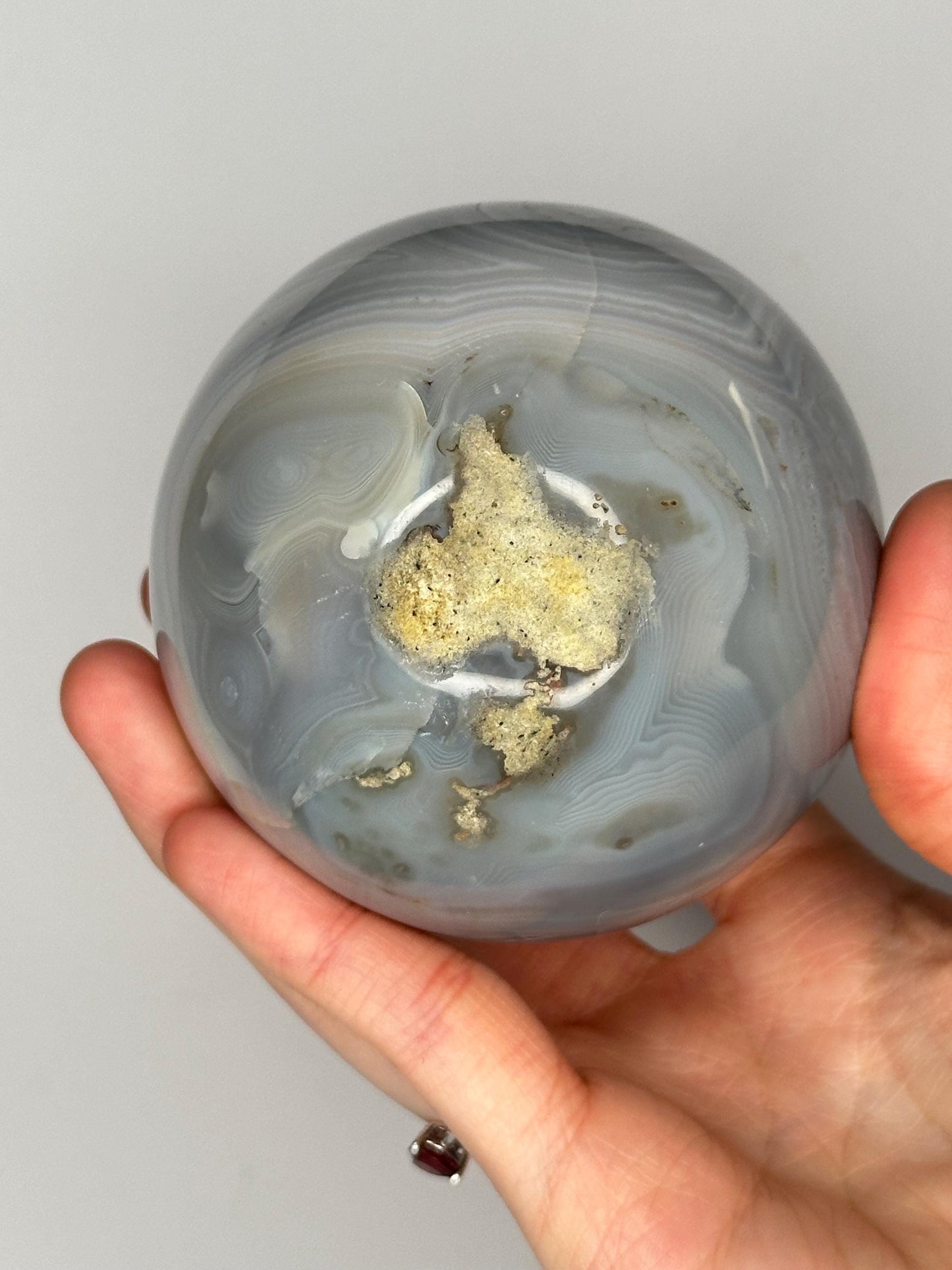 Orca Agate Sphere | Natural Banded Agate Crystal Ball | Polished Mineral Specimen for Collectors Display Decor Accent