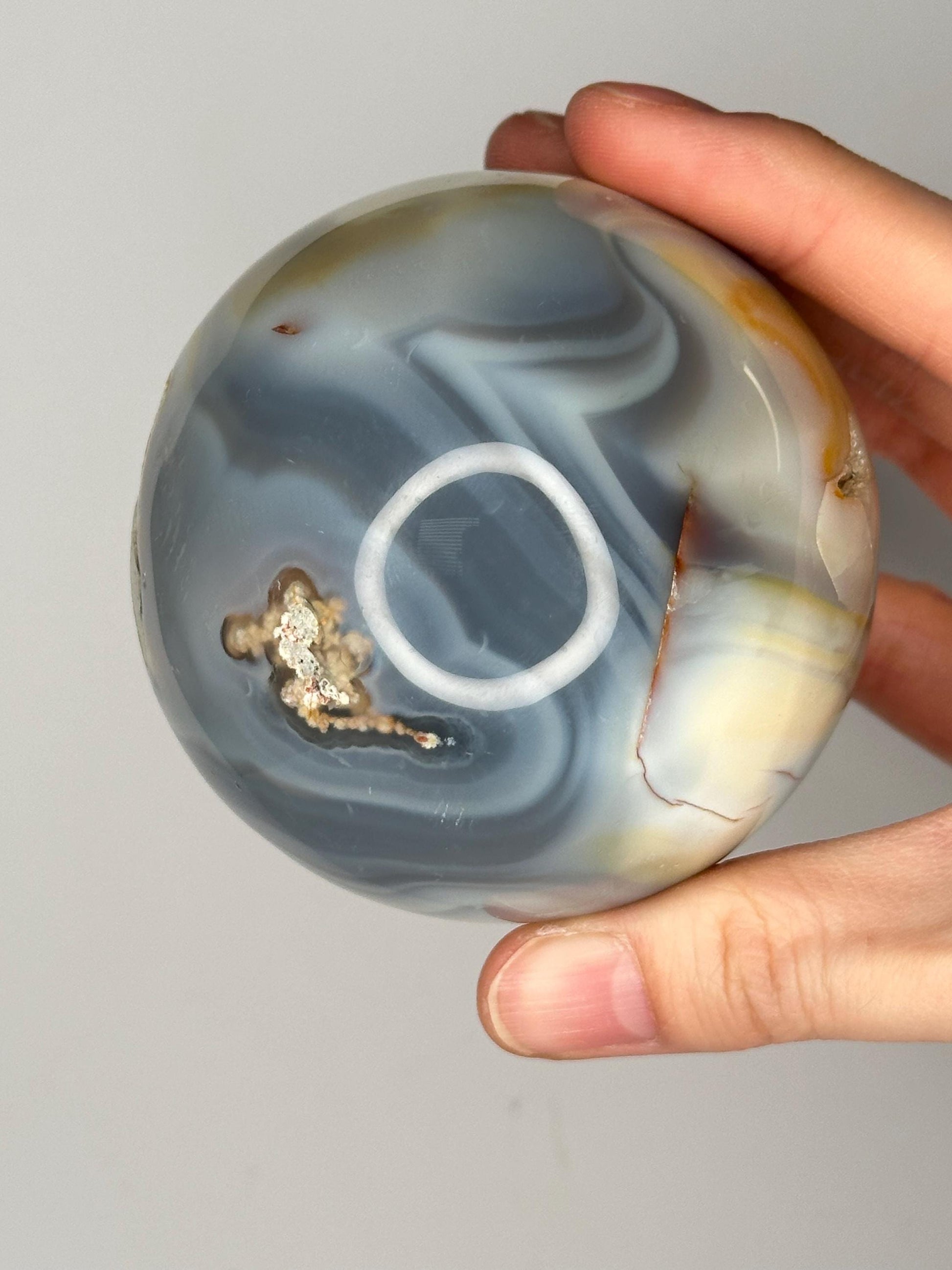 Orca Agate Sphere | Natural Banded Agate Crystal Ball | Polished Mineral Specimen for Collectors Display Decor Accent