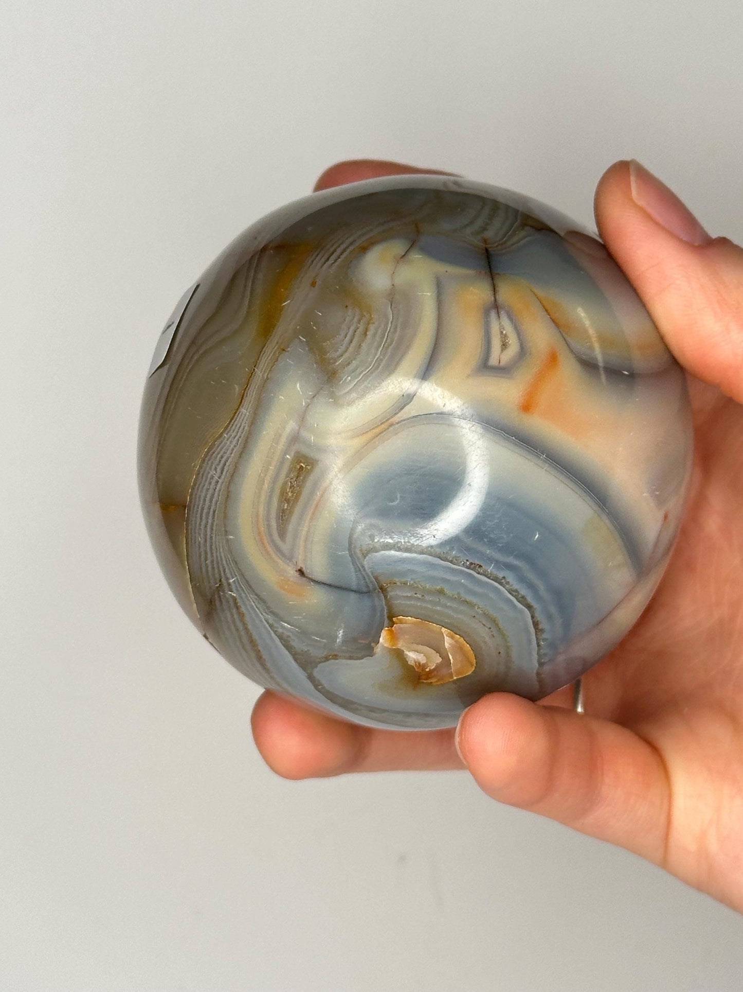 Orca Agate Sphere | Natural Banded Agate Crystal Ball | Polished Mineral Specimen for Collectors Display Decor Accent