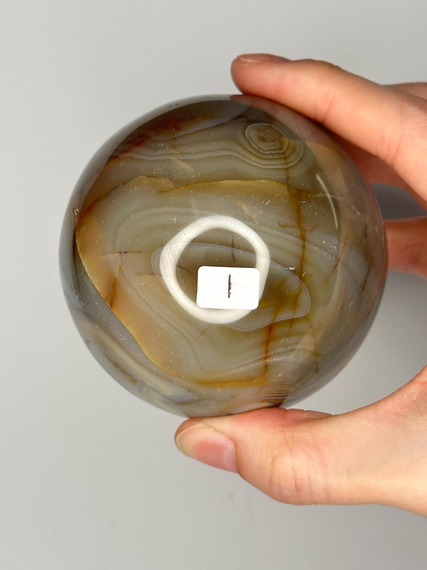 Orca Agate Sphere | Natural Banded Agate Crystal Ball | Polished Mineral Specimen for Collectors Display Decor Accent