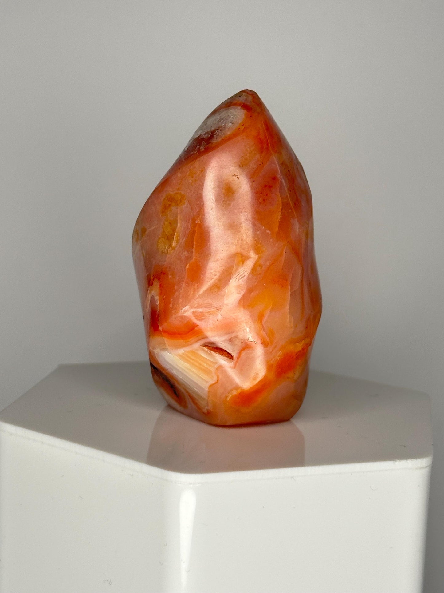 Carnelian Flame | Natural Orange Carnelian Crystal Flame Carving | Polished Mineral Specimen for Collectors Display Decor Accent