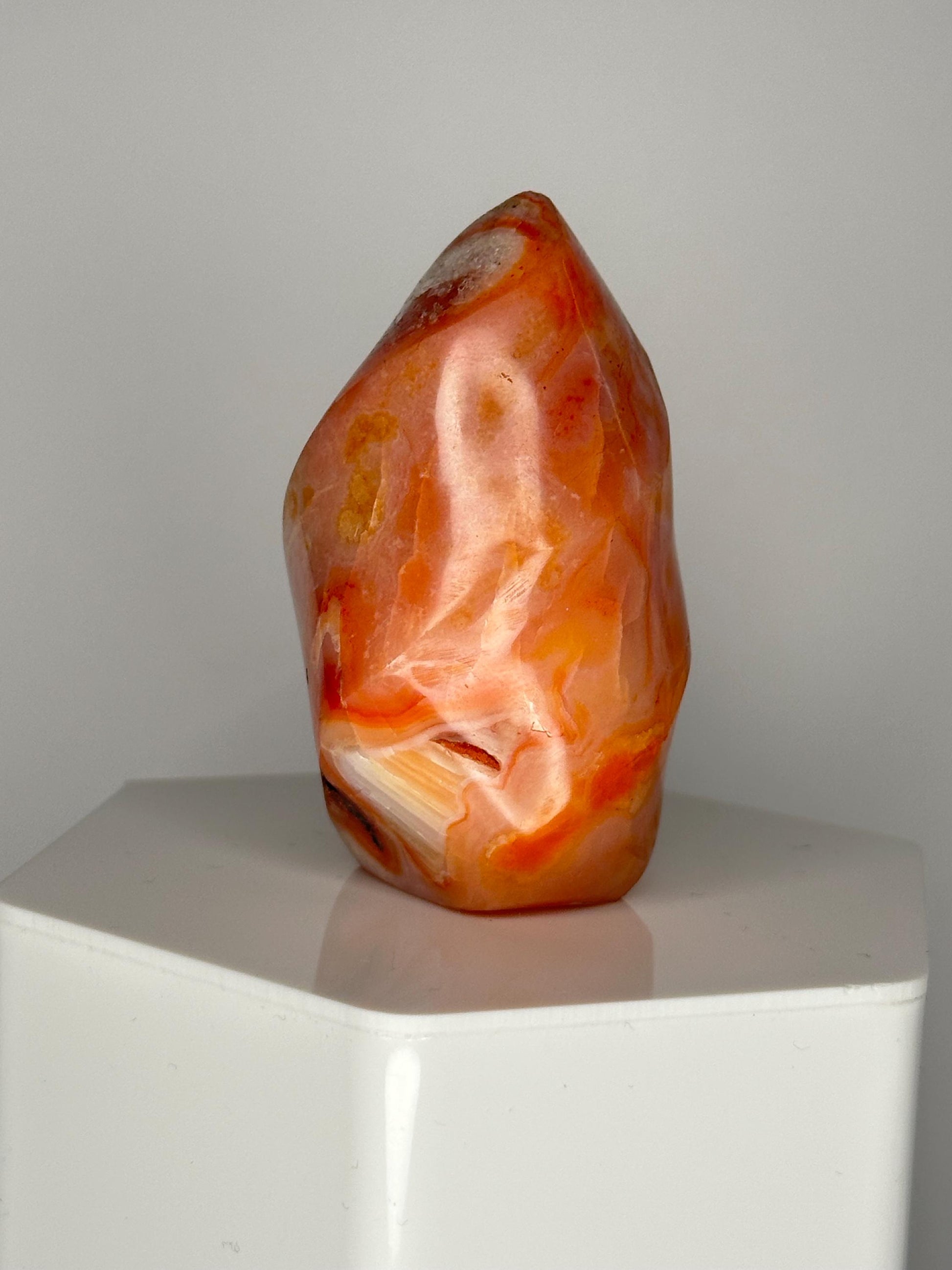 Carnelian Flame | Natural Orange Carnelian Crystal Flame Carving | Polished Mineral Specimen for Collectors Display Decor Accent