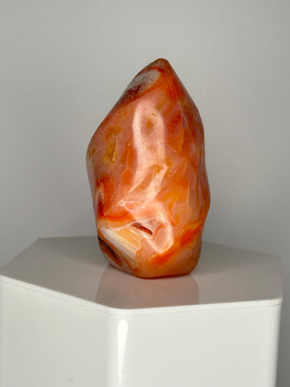 Carnelian Flame | Natural Orange Carnelian Crystal Flame Carving | Polished Mineral Specimen for Collectors Display Decor Accent