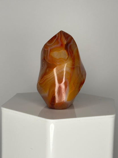 Carnelian Flame | Natural Orange Carnelian Crystal Flame Carving | Polished Mineral Specimen for Collectors Display Decor Accent
