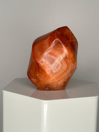 Carnelian Flame | Natural Orange Carnelian Crystal Flame Carving | Polished Mineral Specimen for Collectors Display Decor Accent