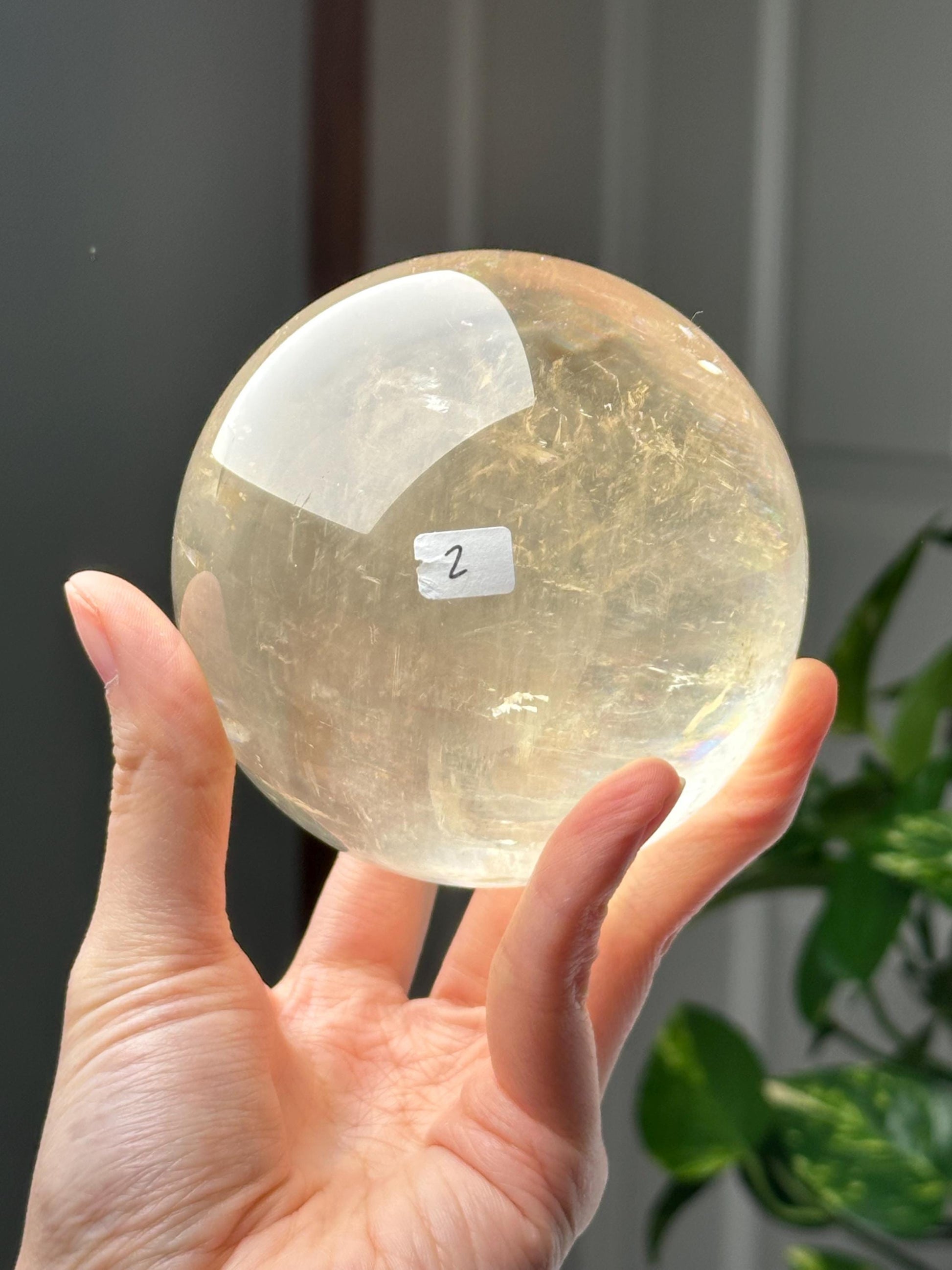 Optical Calcite Sphere | Natural Clear Calcite Crystal Ball | Iceland Spar Mineral Orb Specimen for Collectors Display Decor Accent