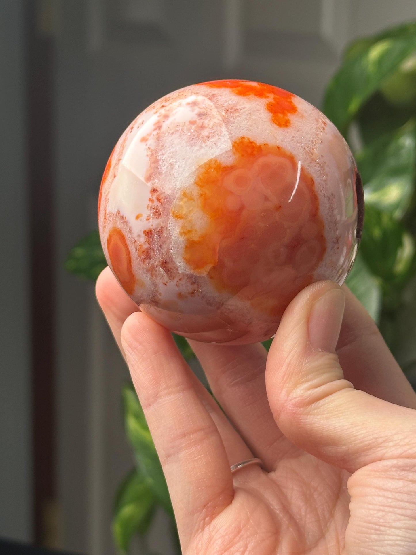 Carnelian Sphere | Crystal Ball for Motivation and Vitality | Orange Gemstone Orb | Root Chakra Healing Stone | Decorative Crystal Decor