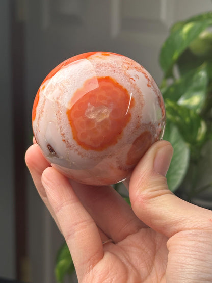 Carnelian Sphere | Crystal Ball for Motivation and Vitality | Orange Gemstone Orb | Root Chakra Healing Stone | Decorative Crystal Decor
