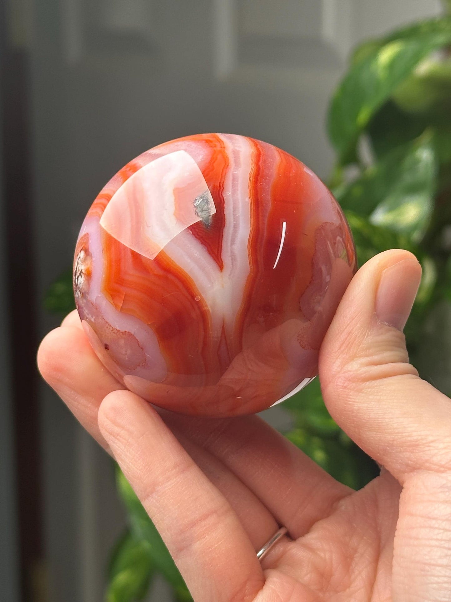 Carnelian Sphere | Crystal Ball for Motivation and Vitality | Orange Gemstone Orb | Root Chakra Healing Stone | Decorative Crystal Decor