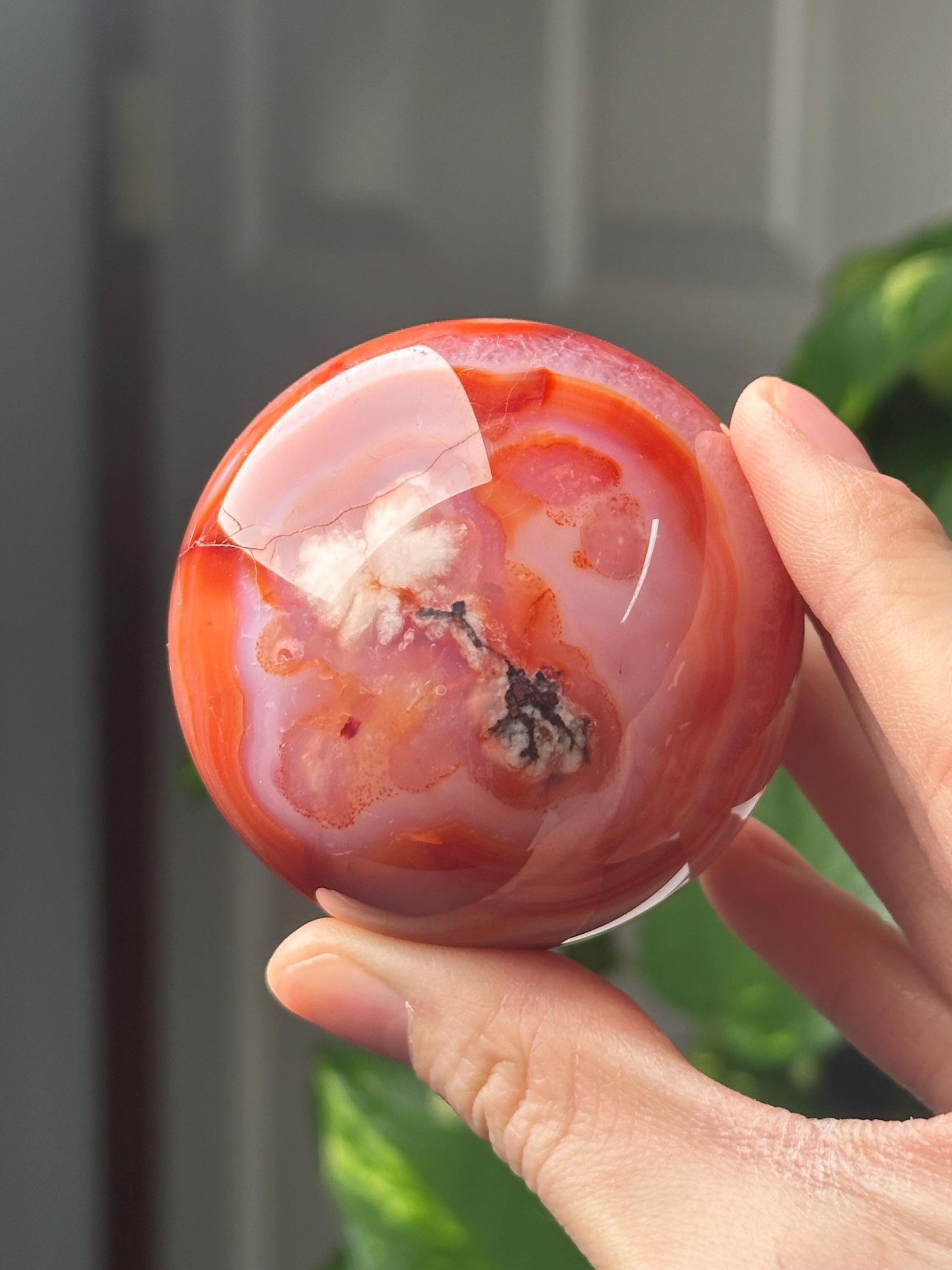 Carnelian Sphere | Crystal Ball for Motivation and Vitality | Orange Gemstone Orb | Root Chakra Healing Stone | Decorative Crystal Decor