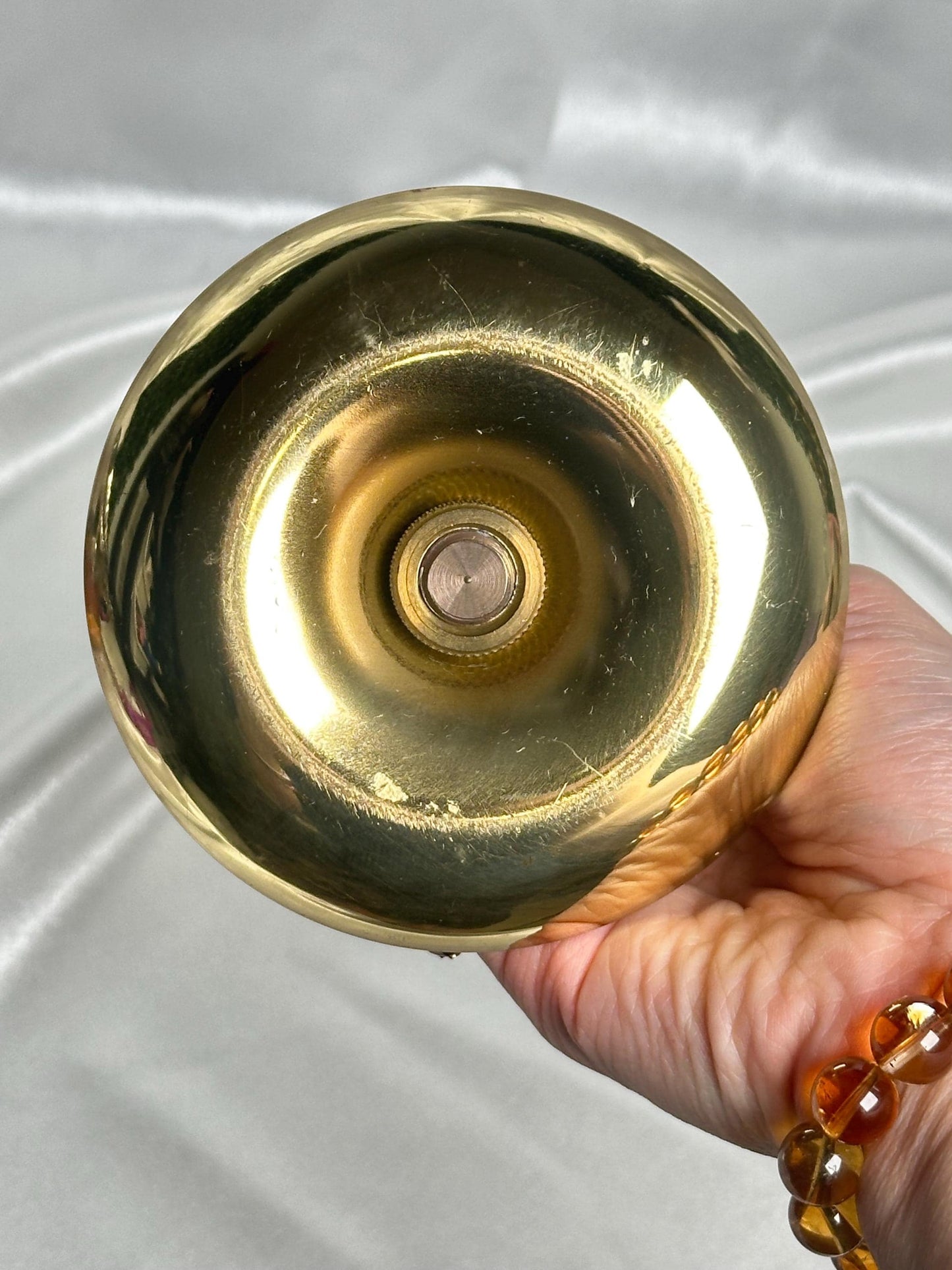 Brass Candle Holder Sphere Stand with Dish | Metal Crystal Ball Holder with Tumble Tray | Decorative Orb Display Base for Collectors Decor
