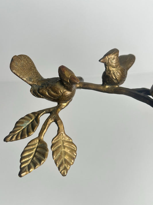 Brass Bird with Flowers Sphere Stand Candle Holder | Metal Crystal Ball Holder | Decorative Orb Display Base for Collectors Decor Accent