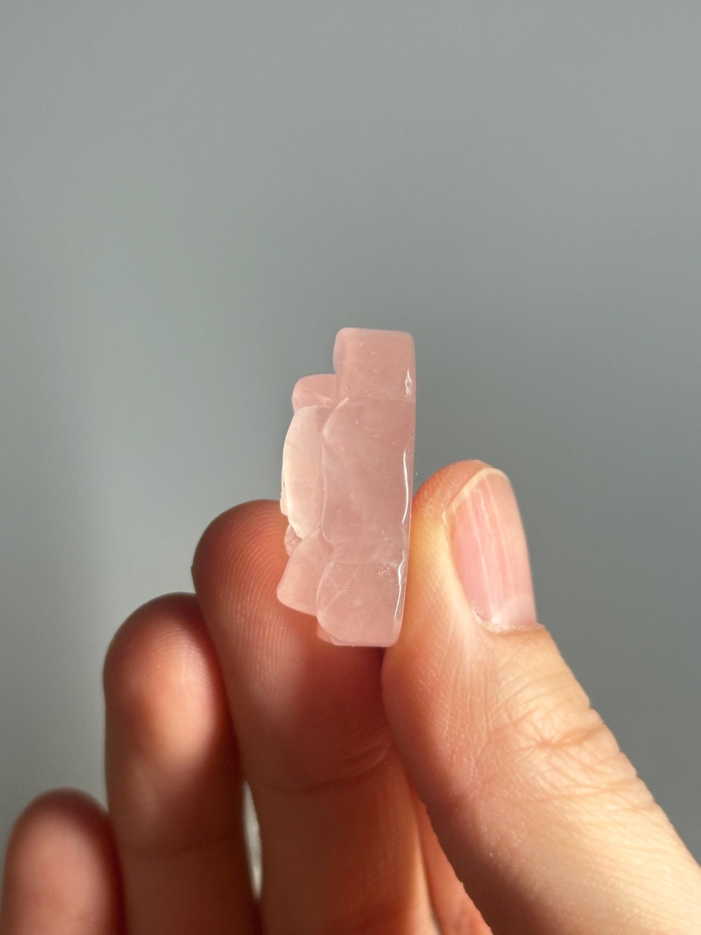 Mini Rose Quartz Rose Carving | Natural Pink Quartz Flower Sculpture | Polished Mineral Figurine for Collectors Display Decor Accent
