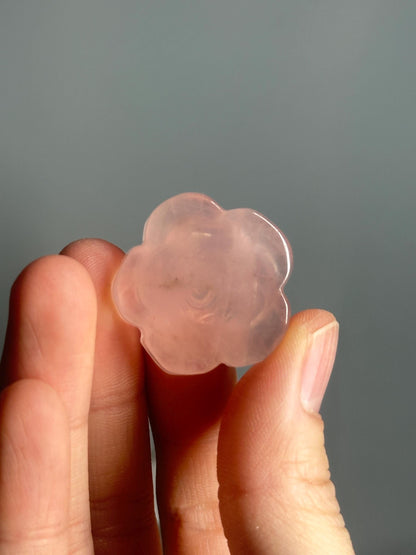 Mini Rose Quartz Rose Carving | Natural Pink Quartz Flower Sculpture | Polished Mineral Figurine for Collectors Display Decor Accent